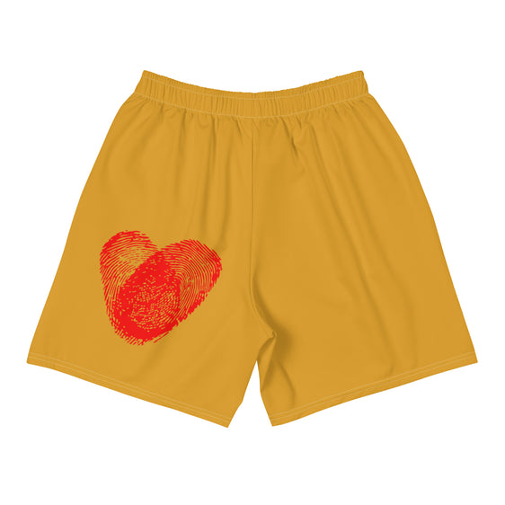 Finger Printed Heart Men's Athletic Long Shorts