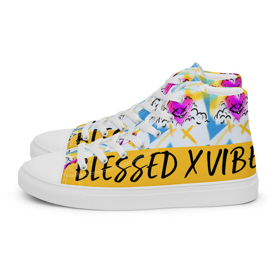 Clouded Vision Blessed X Vibez Women’s high top canvas shoes